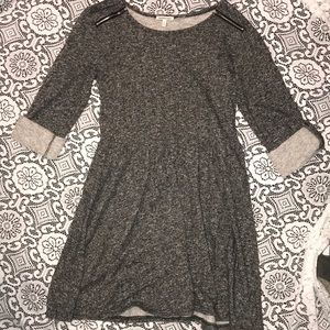 Heathered Sweater Dress with Zipper Accents